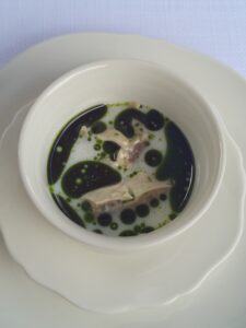Yerseke Oyster with buttermilk, dill, and gooseberry jelly