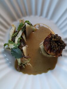 Purple Artichoke from Provence prepared à la poivrade and barigoule, with Parmesan cheese and purple basil.