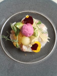 Sea bass ceviche | Mango – chili pepper – avocado – apple – red onion