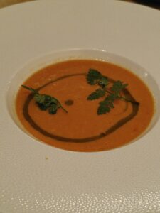 Authentic Andalusian gazpacho, toasted bread and sow ham from the Basque Country