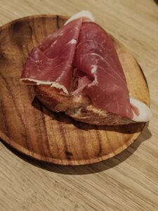 Authentic Andalusian gazpacho, toasted bread and sow ham from the Basque Country
