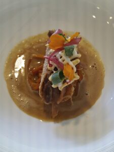 Pulled duck from appenzell pumpkin, red onions, miso, lime