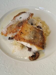 Pike-perch with mushroom risotto
