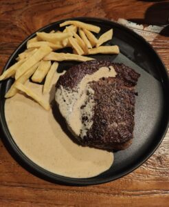 Black Angus Ribeye Steak Hand-cut fries Black pepper sauce (2nd visit)